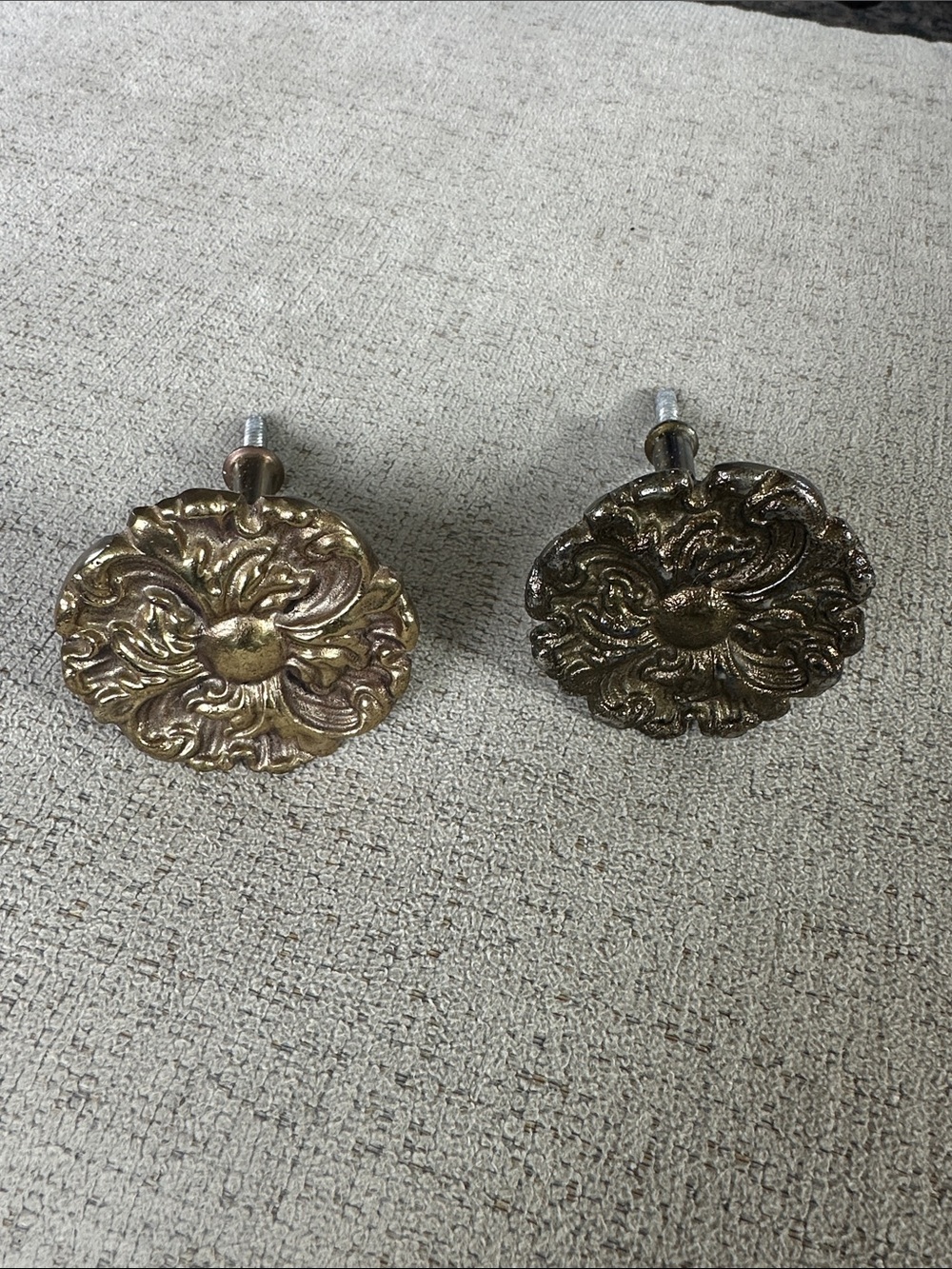 Vintage Brass Floral Medallion Curtain Tiebacks- Set of 2 - One Stamped Japan